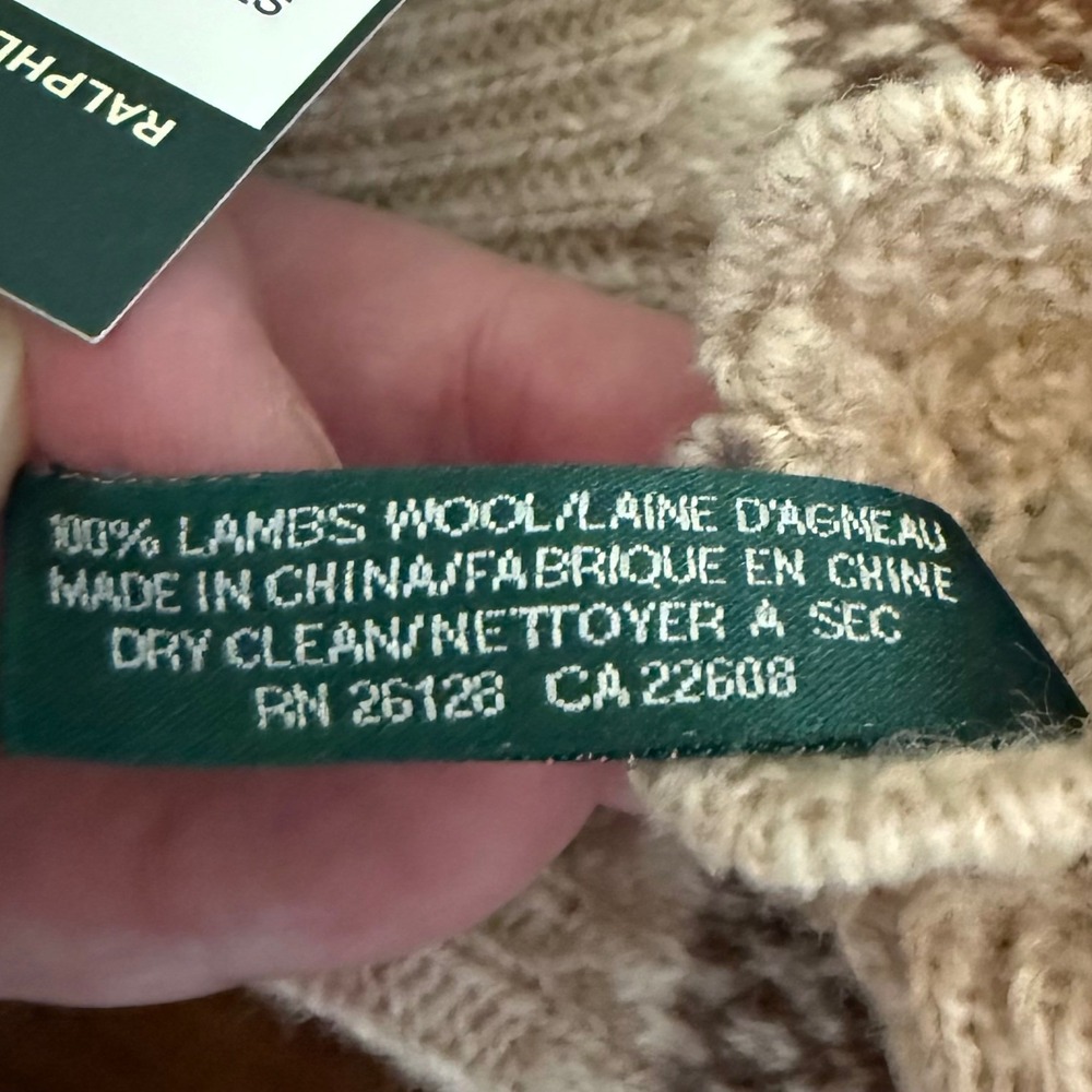 Lauren Ralph Lauren Long Knit Fair Isle Lambswool Gloves Scalloped 469N44 NEW - Picture 4 of 8